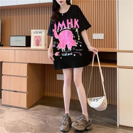 棉后包领纯棉短袖t恤女大码女装上衣 服裝批發女裝批發服飾貨源