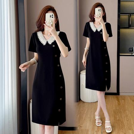 大码显瘦女装连衣裙娃娃领显瘦名媛气质时尚休闲裙子女 服裝批發女裝批發服飾貨源