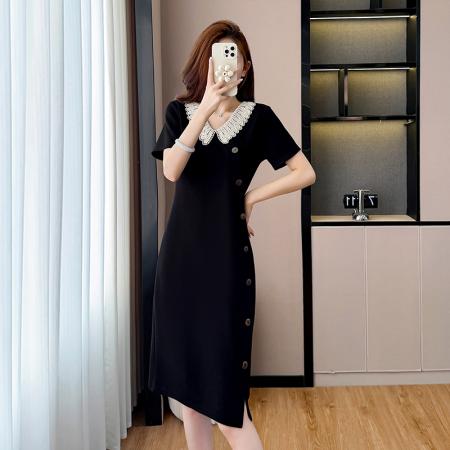 大码显瘦女装连衣裙娃娃领显瘦名媛气质时尚休闲裙子女 服裝批發女裝批發服飾貨源