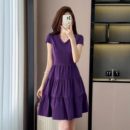 蝴蝶结修身显瘦气质洋气连衣裙拼接时尚款小个子大码裙子新款 服裝批發女裝批發服飾貨源