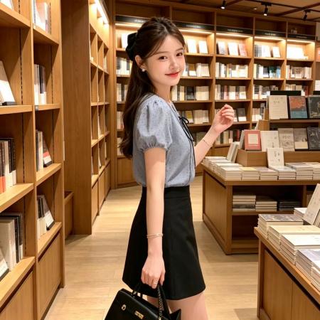 韩系淑女ins风波点上衣+黑色...