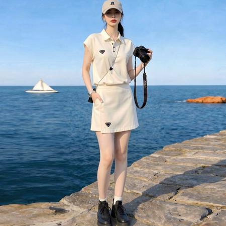 BY17913# 网红爆款套装女夏季盐系轻熟减龄洋气休闲运动短袖短裙两件套 服裝批發女裝批發服飾貨源