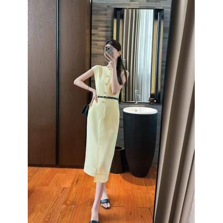 BY17916# 高智感穿搭剪裁干净利落修身开叉包臀连衣裙 服裝批發女裝批發服飾貨源