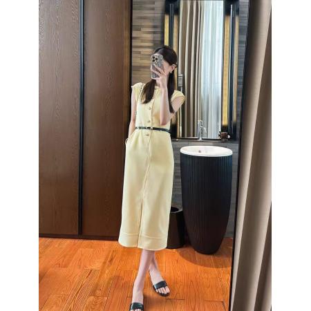 BY17916# 高智感穿搭剪裁干净利落修身开叉包臀连衣裙 服裝批發女裝批發服飾貨源