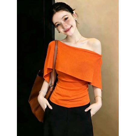 BY17917# ～胖MM大码高级感老钱风针织T恤女设计感别致绝美显瘦上衣 服裝批發女裝批發服飾貨源