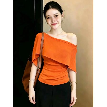 BY17917# ～胖MM大码高级感老钱风针织T恤女设计感别致绝美显瘦上衣 服裝批發女裝批發服飾貨源