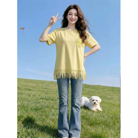 BY17922# 夏季欧货新款大码女装胖MM短袖圆领T恤穿搭时尚显瘦上衣 服裝批發女裝批發服飾貨源