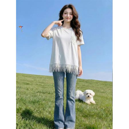 BY17922# 夏季欧货新款大码女装胖MM短袖圆领T恤穿搭时尚显瘦上衣 服裝批發女裝批發服飾貨源