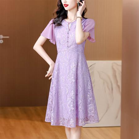 BY17926# 紫色提花蕾丝...