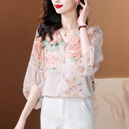 BY17929# 甜美碎花雪纺...