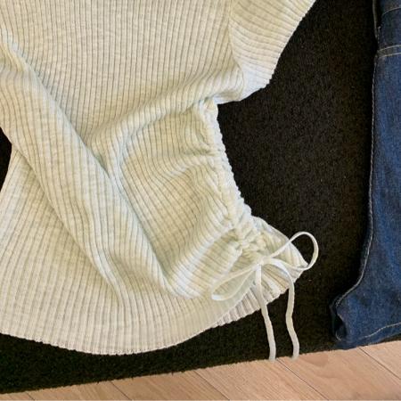 BY17933# 新款原创设计网纱拼接圆领针织T恤女夏季气质收腰抽褶上衣女 服裝批發女裝批發服飾貨源