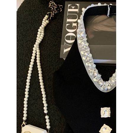 BY17936# 新款镶钻露背针织挂脖吊带小背心女修身辣妹短款上衣女带胸垫 服裝批發女裝批發服飾貨源