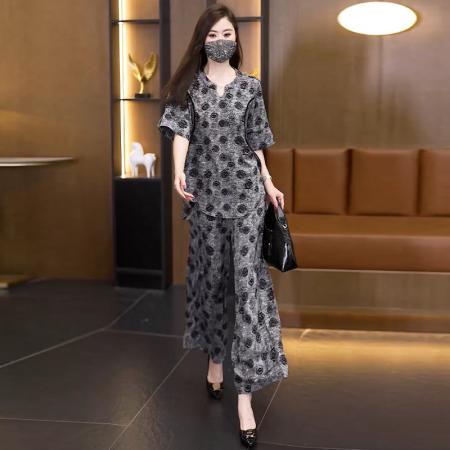 BY17940# 夏装新款时尚洋气显瘦遮肉胖妹妹两件套气质大码女装套装 服裝批發女裝批發服飾貨源