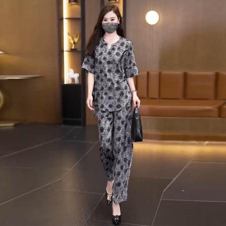 BY17940# 夏装新款时尚洋气显瘦遮肉胖妹妹两件套气质大码女装套装 服裝批發女裝批發服飾貨源