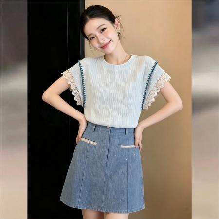 BY17942# 韩式甜美小衫休闲百搭短袖衬衫女夏季户外百搭上衣 服裝批發女裝批發服飾貨源