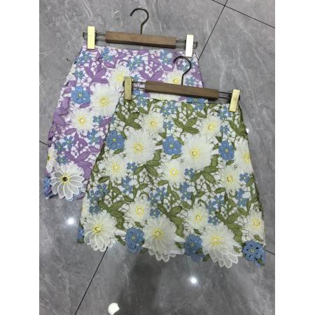 BY17948# 碎花半身裙女夏新款直筒半裙蕾丝刺绣修身长裙设计感镂空气质裙子 服裝批發女裝批發服飾貨源