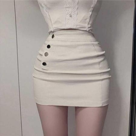 BY17953# 韩国东大门新款气质辣妹风修身显瘦设计感单排扣高腰包臀半身短裙 服裝批發女裝批發服飾貨源