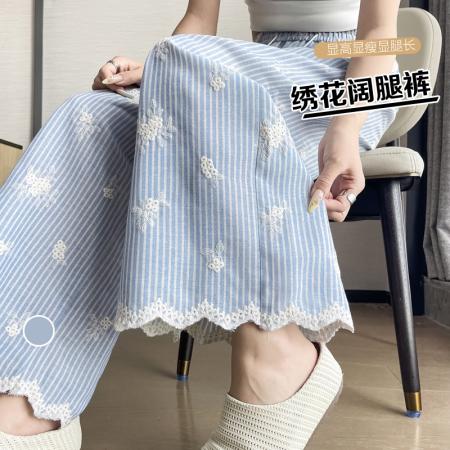 BY17981# 夏季新款显瘦百搭刺绣九分裤女生洋气休闲裤女 服裝批發女裝批發服飾貨源