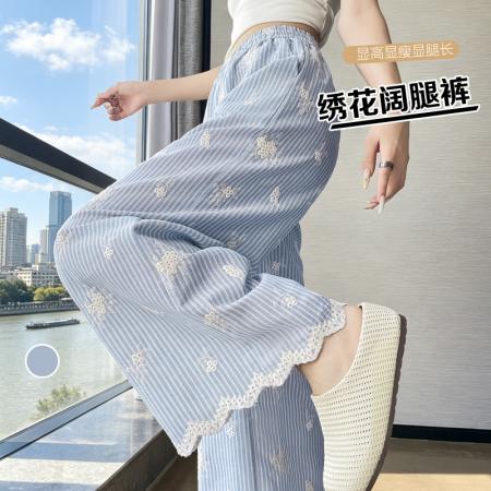 BY17981# 夏季新款显瘦百搭刺绣九分裤女生洋气休闲裤女 服裝批發女裝批發服飾貨源