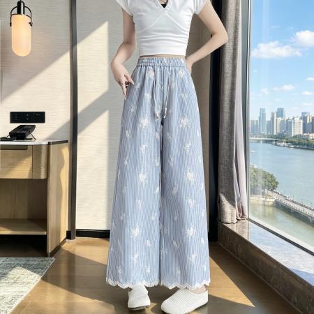 BY17981# 夏季新款显瘦百搭刺绣九分裤女生洋气休闲裤女 服裝批發女裝批發服飾貨源