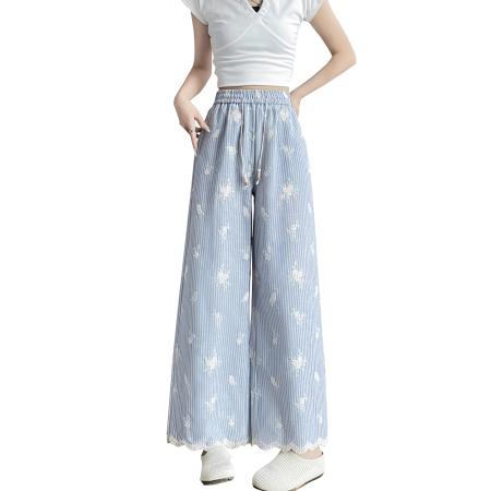 BY17981# 夏季新款显瘦百搭刺绣九分裤女生洋气休闲裤女 服裝批發女裝批發服飾貨源