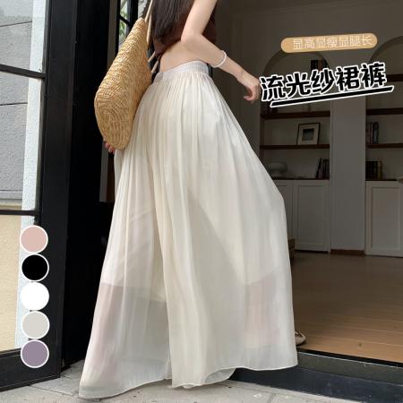 BY17983# 夏季新款流光纱仙气裙裤百搭韩版休闲裤女 服裝批發女裝批發服飾貨源