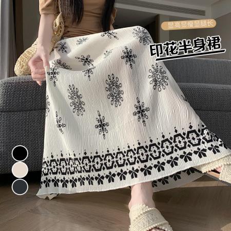 BY17986# 夏季新款三宅一生压褶半身裙后开叉中长裙女生百搭 服裝批發女裝批發服飾貨源