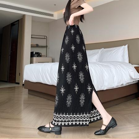 BY17986# 夏季新款三宅一生压褶半身裙后开叉中长裙女生百搭 服裝批發女裝批發服飾貨源