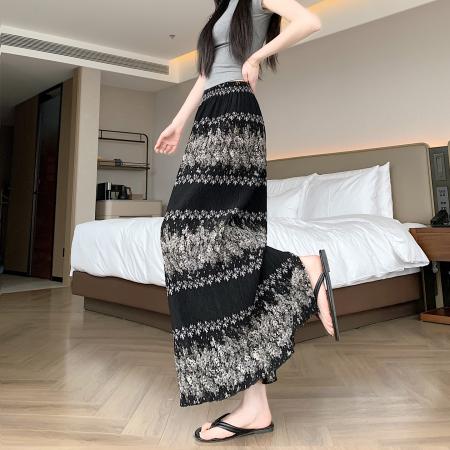 BY17986# 夏季新款三宅一生压褶半身裙后开叉中长裙女生百搭 服裝批發女裝批發服飾貨源