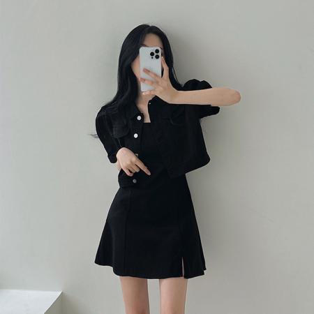 BY17995# 韩国chic气质法式系带百搭吊带连衣裙 服裝批發女裝批發服飾貨源