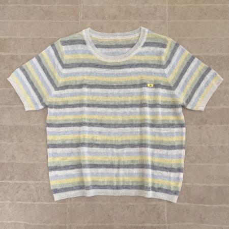 BY17998# 洋气薄款圆领柔软撞色条纹针织短袖T恤时尚短裙两件套装 服裝批發女裝批發服飾貨源