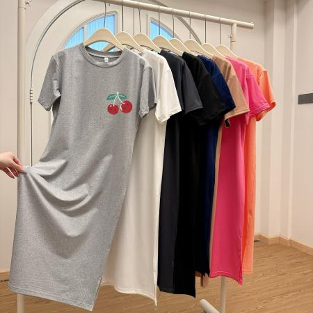 BY18025# 仿棉牛奶丝韩版连衣裙夏季新款大码宽松长款过膝胖mm睡裙女 服裝批發女裝批發服飾貨源