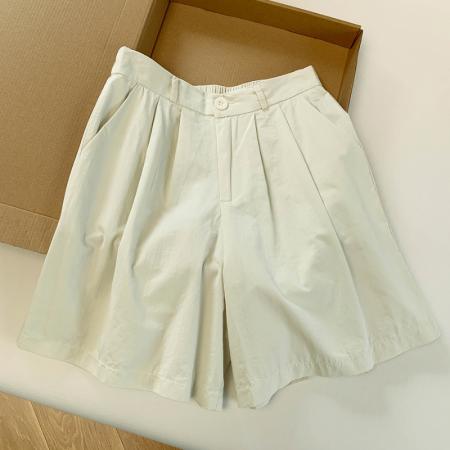 BY18026# 夏季新款洗水棉简版休闲短裤女高腰A字百搭阔腿五分热裤 服裝批發女裝批發服飾貨源