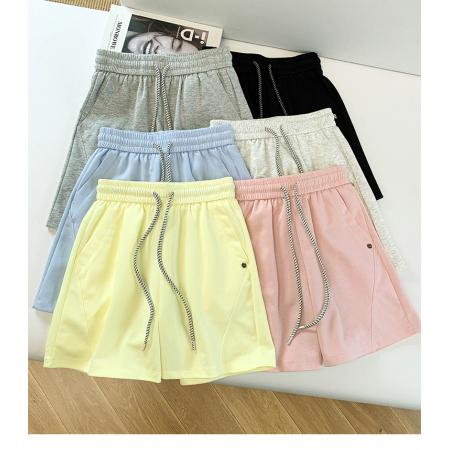 BY18028# 夏季新款简约休闲运动短裤女宽松透气百搭阔腿五分热裤 服裝批發女裝批發服飾貨源