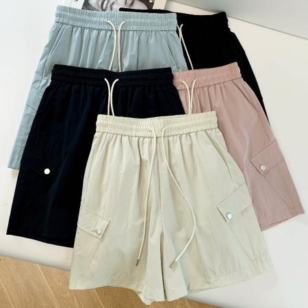 BY18029# 夏季新款美式冰丝工装短裤女宽松百搭透气休闲五分运动裤 服裝批發女裝批發服飾貨源