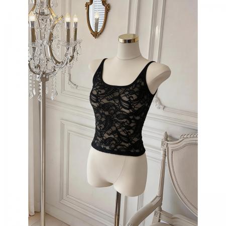 BY18031# 法式蕾丝吊带背心女夏季纯欲辣妹修身胸垫抹胸上衣 服裝批發女裝批發服飾貨源