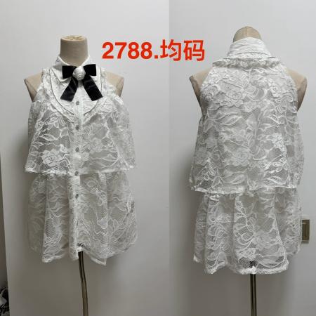 BY18041# 无袖宽松衬衫领娃娃气质小香风上衣女蕾丝时尚女装 服裝批發女裝批發服飾貨源