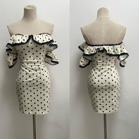 BY18043# 甜辣风气质一字领荷叶边修身包臀性感辣妹名媛连衣裙女 服裝批發女裝批發服飾貨源