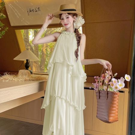 BY18054# 夏季新款度假风沙滩蛋糕裙休闲宽松仙女花朵连衣裙 服裝批發女裝批發服飾貨源