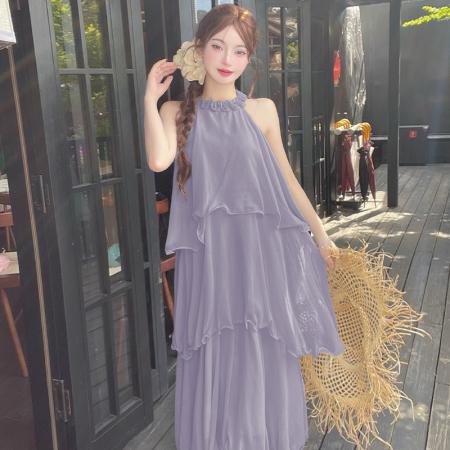 BY18054# 夏季新款度假风沙滩蛋糕裙休闲宽松仙女花朵连衣裙 服裝批發女裝批發服飾貨源