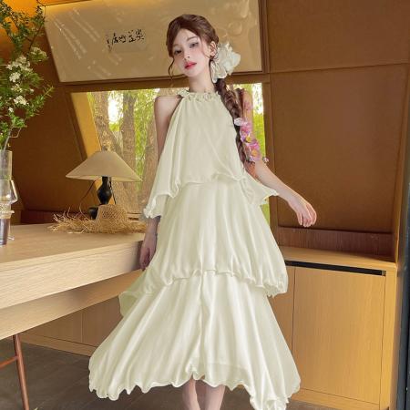 BY18054# 夏季新款度假风沙滩蛋糕裙休闲宽松仙女花朵连衣裙 服裝批發女裝批發服飾貨源