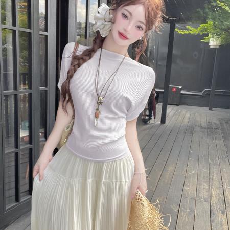 BY18056# 新款针织宽松上衣纯色百搭半身裙套装时尚日常通勤女 服裝批發女裝批發服飾貨源