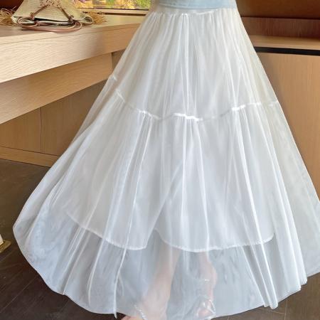 BY18057# 印花短袖上衣高腰纯色半身裙气质百搭垂感通勤日常 服裝批發女裝批發服飾貨源