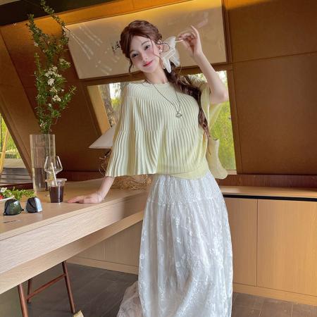 BY18058# 新款针织宽松上衣纯色百搭半身裙套装时尚日常通勤女 服裝批發女裝批發服飾貨源