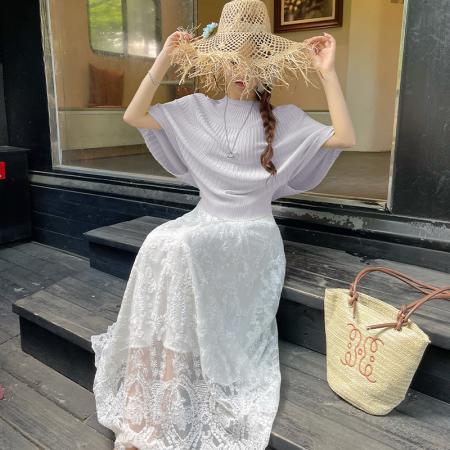 BY18058# 新款针织宽松上衣纯色百搭半身裙套装时尚日常通勤女 服裝批發女裝批發服飾貨源