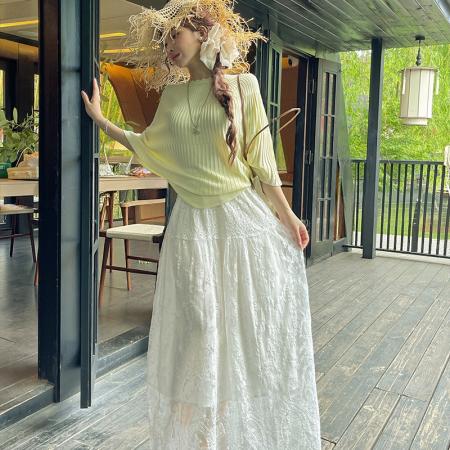 BY18058# 新款针织宽松上衣纯色百搭半身裙套装时尚日常通勤女 服裝批發女裝批發服飾貨源