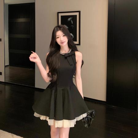 BY18060# 千金风小黑裙连衣裙女夏季高级感生日party小礼裙显瘦无袖背心裙 服裝批發女裝批發服飾貨源