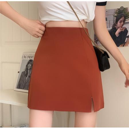 BY18065# 夏季韩版基础多色开叉糖果色半身裙A字高腰学生百搭裙 服裝批發女裝批發服飾貨源