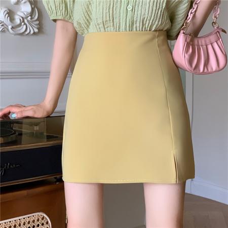 BY18065# 夏季韩版基础多色开叉糖果色半身裙A字高腰学生百搭裙 服裝批發女裝批發服飾貨源