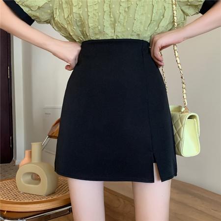 BY18065# 夏季韩版基础多色开叉糖果色半身裙A字高腰学生百搭裙 服裝批發女裝批發服飾貨源
